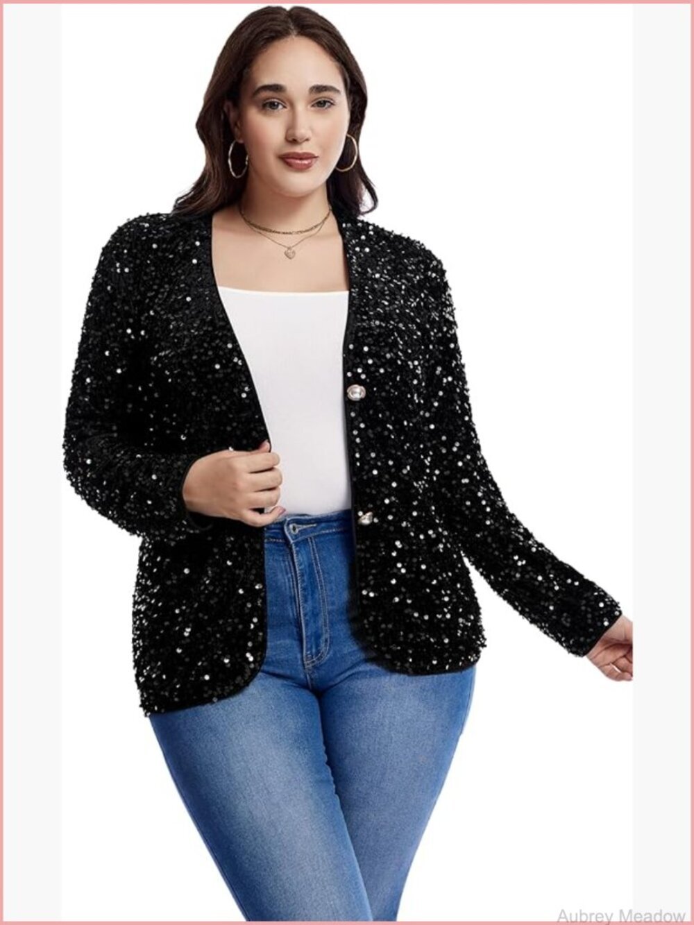 Sequined Open Front Blazer Jacket Long Sleeve Sparkly Cardigan Coat